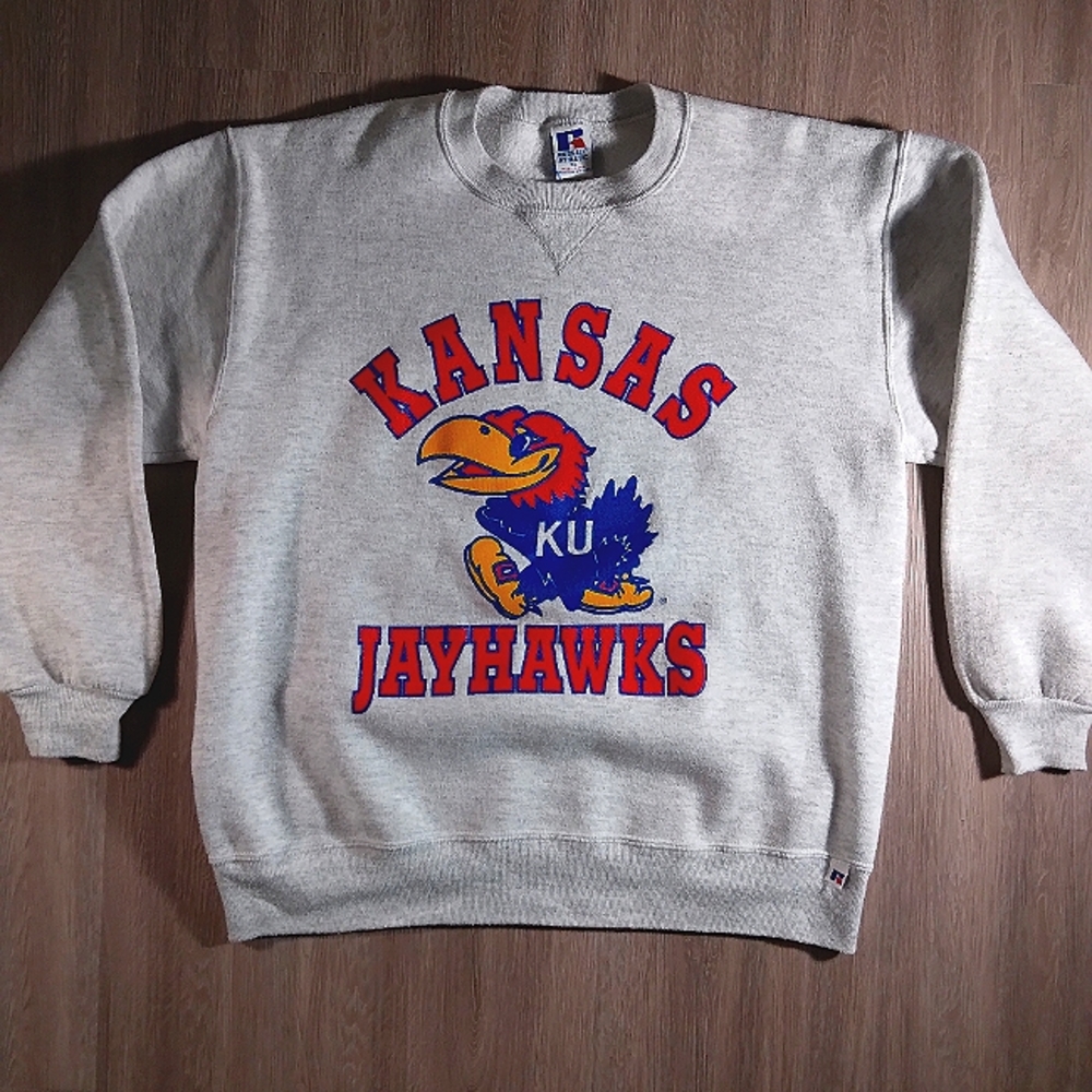 Kansas jayhawks sweatshirt.